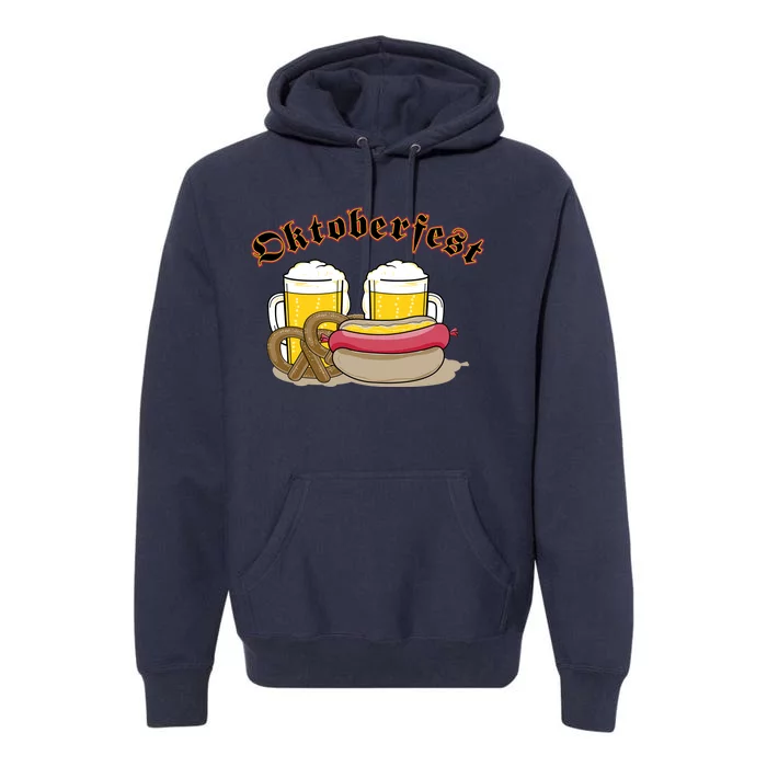 Oktoberfest Beer Pretzel Hot Dog Premium Hoodie