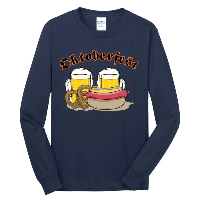 Oktoberfest Beer Pretzel Hot Dog Tall Long Sleeve T-Shirt