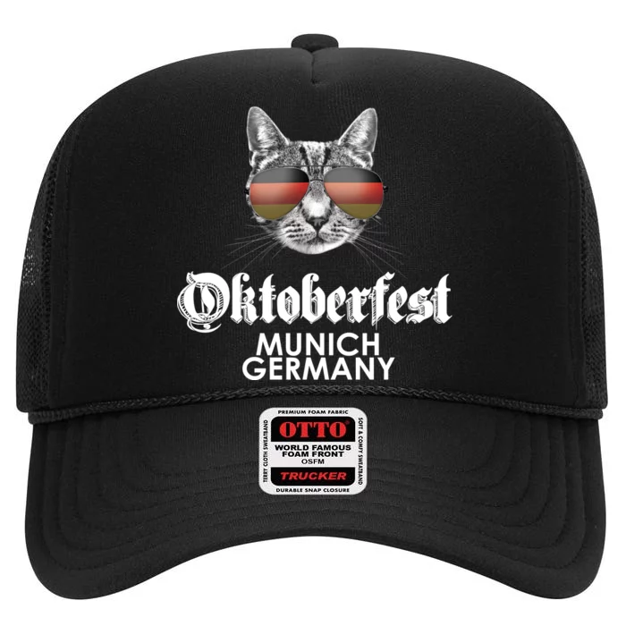 Oktoberfest Cat Munich Germany High Crown Mesh Trucker Hat