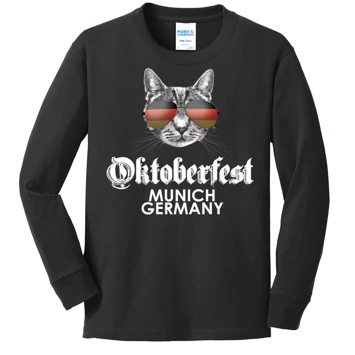 Oktoberfest Cat Munich Germany Kids Long Sleeve Shirt