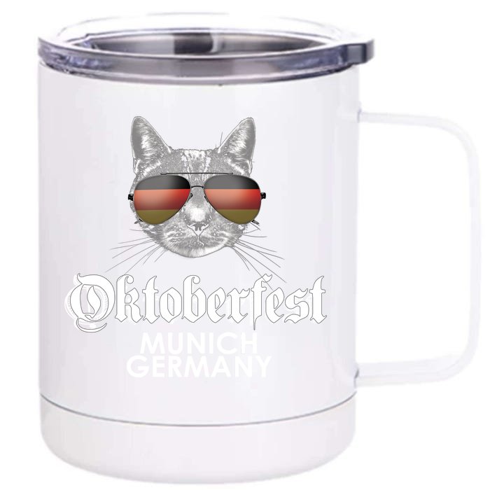 Oktoberfest Cat Munich Germany Front & Back 12oz Stainless Steel Tumbler Cup