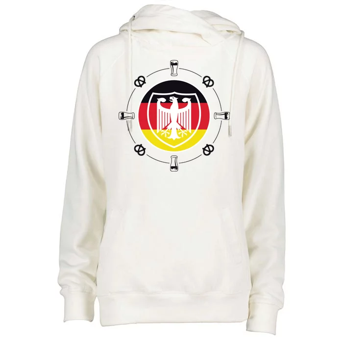 Oktoberfest Circle Eagle Flag Logo Womens Funnel Neck Pullover Hood