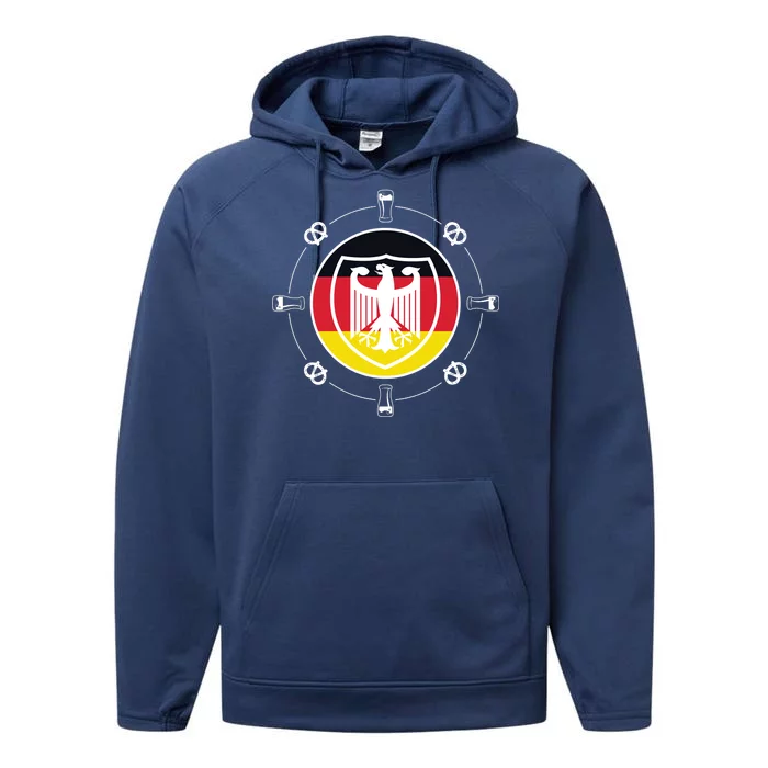 Oktoberfest Circle Eagle Flag Logo Performance Fleece Hoodie