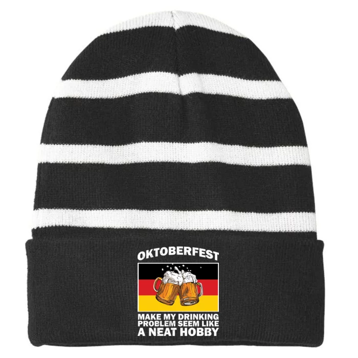 Oktoberfest Drinking Problems Striped Beanie with Solid Band