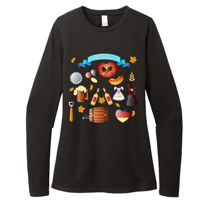 Oktoberfest Festive Mashup Beer Pretzel German Womens CVC Long Sleeve Shirt