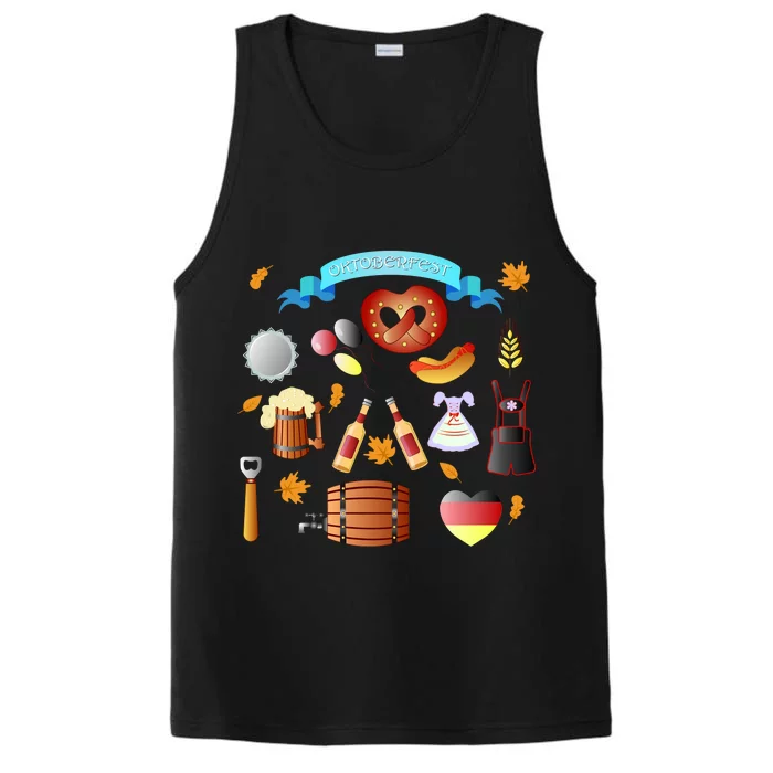 Oktoberfest Festive Mashup Beer Pretzel German Performance Tank