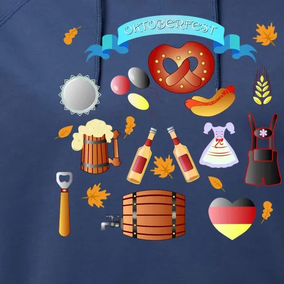 Oktoberfest Festive Mashup Beer Pretzel German Performance Fleece Hoodie