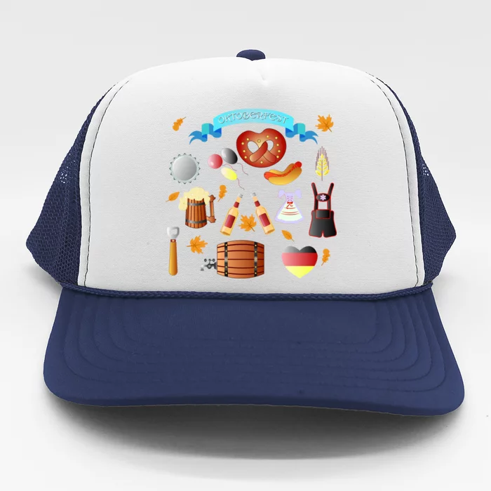 Oktoberfest Festive Mashup Beer Pretzel German Trucker Hat