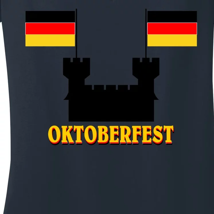 Oktoberfest German Flag Castle Women's V-Neck T-Shirt