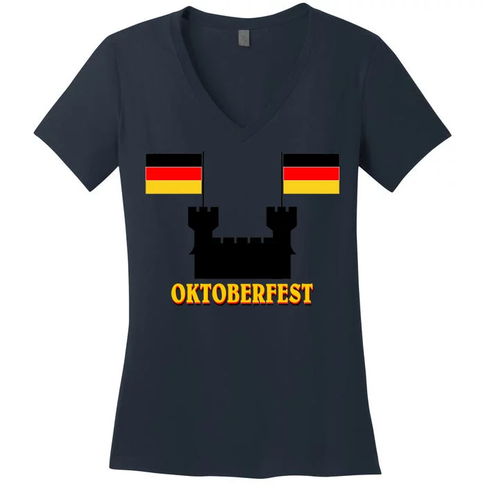 Oktoberfest German Flag Castle Women's V-Neck T-Shirt