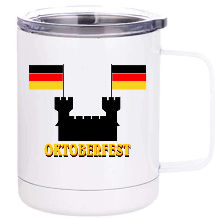 Oktoberfest German Flag Castle Front & Back 12oz Stainless Steel Tumbler Cup