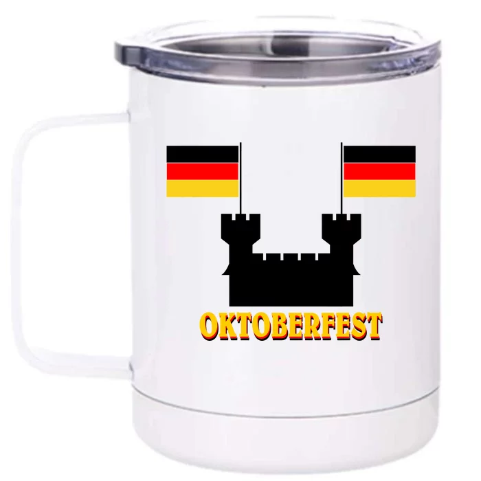 Oktoberfest German Flag Castle Front & Back 12oz Stainless Steel Tumbler Cup