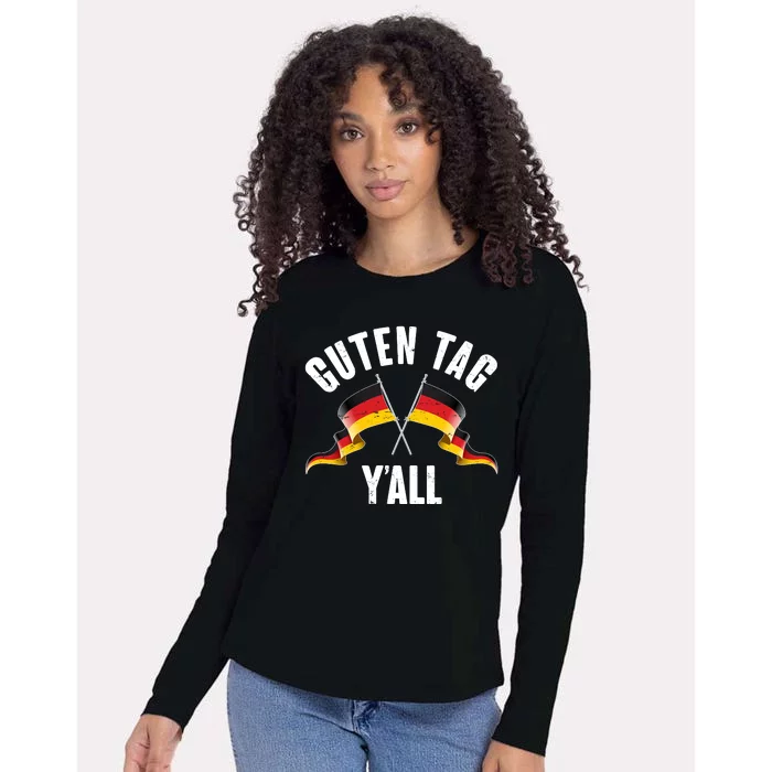 Oktoberfest Guten Tag Y'all German Flags Womens Cotton Relaxed Long Sleeve T-Shirt