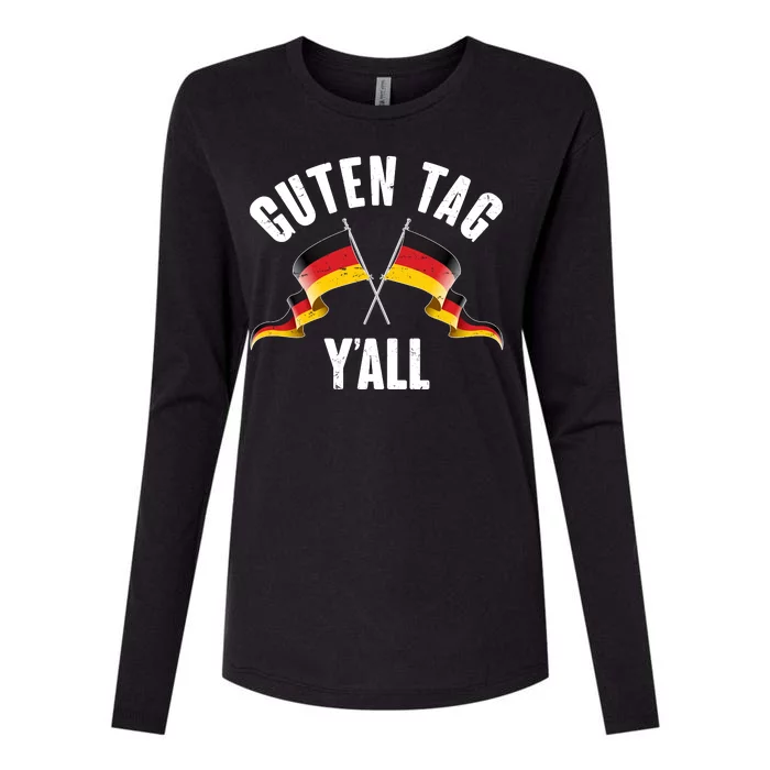 Oktoberfest Guten Tag Y'all German Flags Womens Cotton Relaxed Long Sleeve T-Shirt