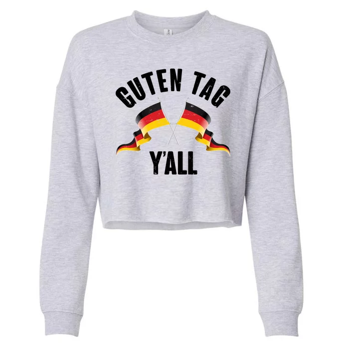 Oktoberfest Guten Tag Y'all German Flags Cropped Pullover Crew