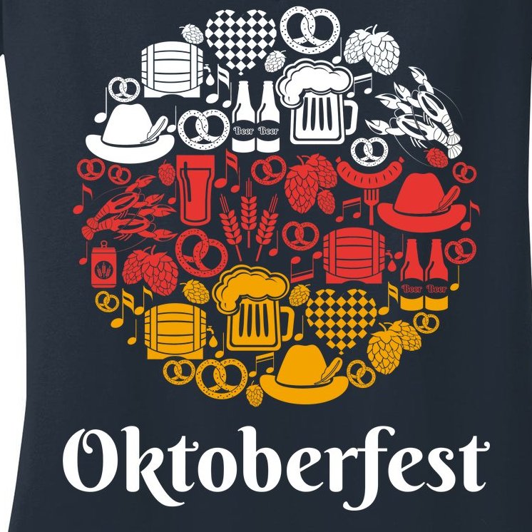 Oktoberfest Holiday Flag Mash Up Women's V-Neck T-Shirt