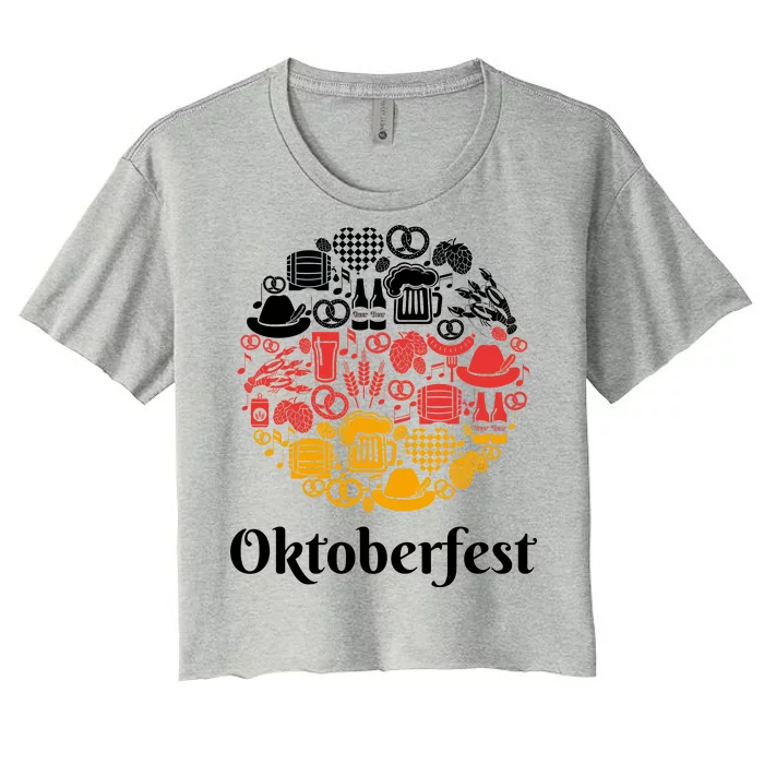 Oktoberfest Holiday Flag Mash Up Women's Crop Top Tee