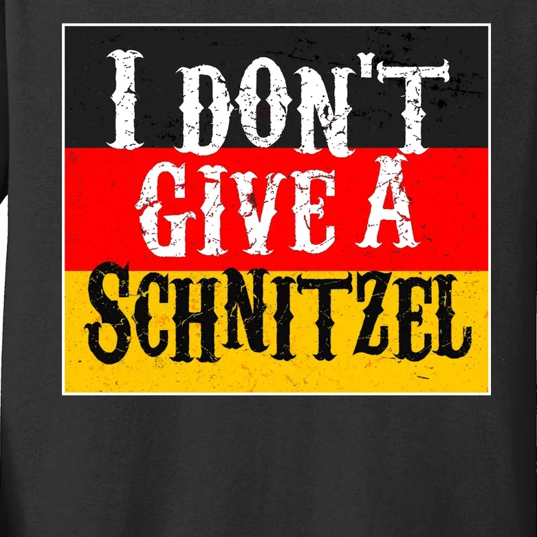 Oktoberfest I Don't Give A Schnitzel German Flag Kids Long Sleeve Shirt