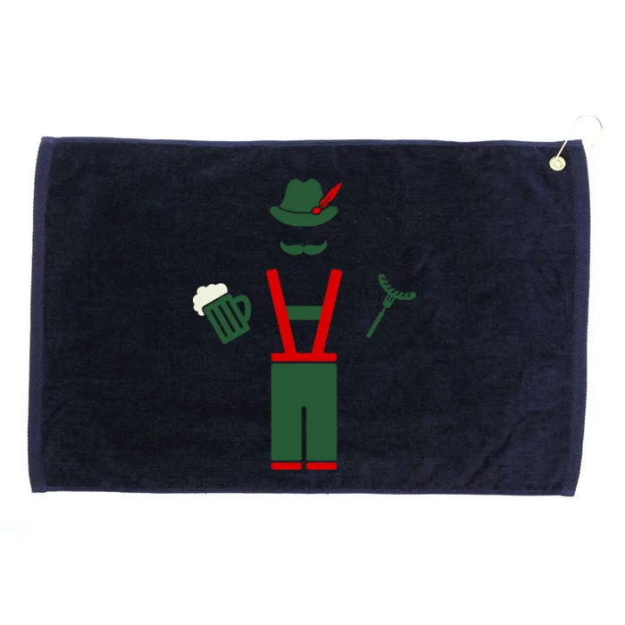 Oktoberfest Mustache Lederhosen Beer & Sausage Icon Grommeted Golf Towel