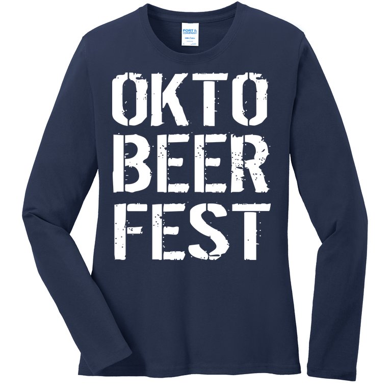 Oktoberfest Okto Beer Fest Logo Ladies Missy Fit Long Sleeve Shirt