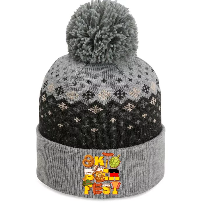 Oktoberfest Party Logo The Baniff Cuffed Pom Beanie