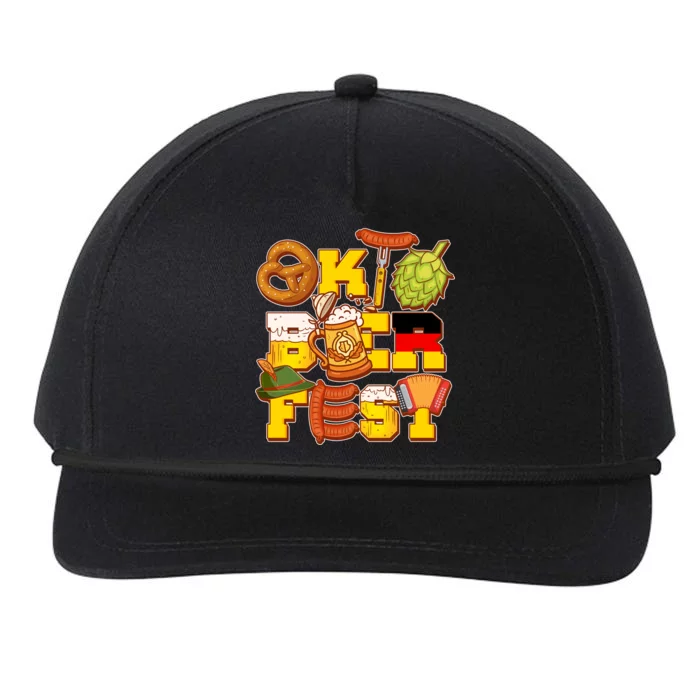 Oktoberfest Party Logo Snapback Five-Panel Rope Hat