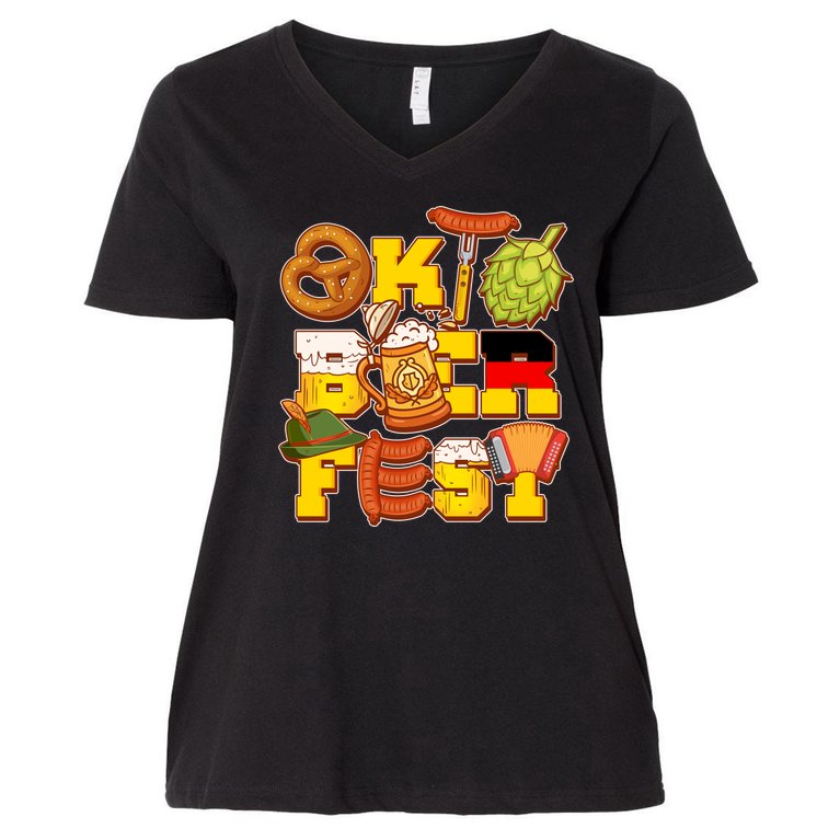 Oktoberfest Party Logo Women's V-Neck Plus Size T-Shirt