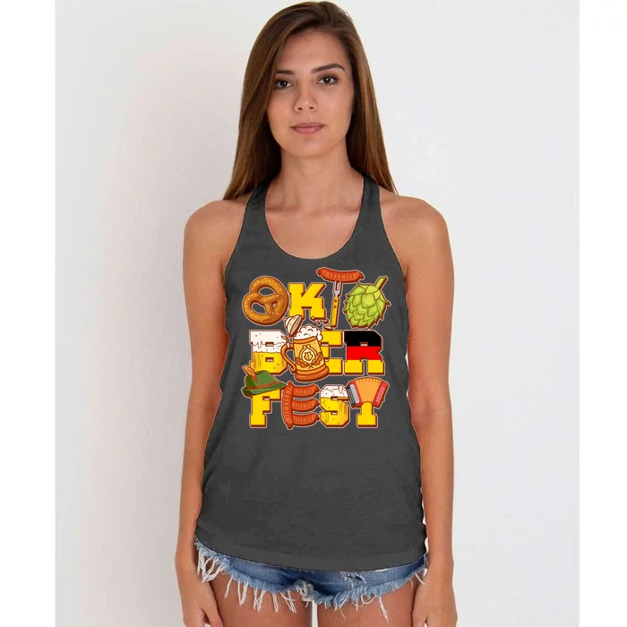 Oktoberfest Party Logo Women's Knotted Racerback Tank