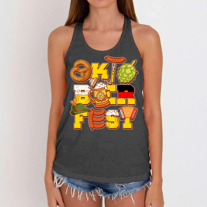 Oktoberfest Party Logo Women's Knotted Racerback Tank