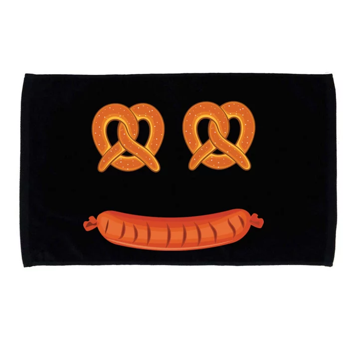 Oktoberfest Pretzel Sausage Smiley Face Microfiber Hand Towel