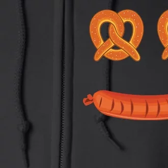 Oktoberfest Pretzel Sausage Smiley Face Full Zip Hoodie