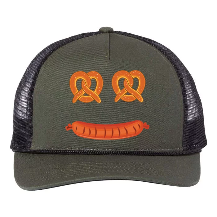 Oktoberfest Pretzel Sausage Smiley Face Retro Rope Trucker Hat Cap