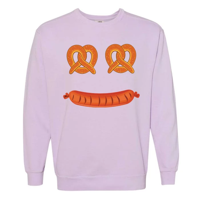 Oktoberfest Pretzel Sausage Smiley Face Garment-Dyed Sweatshirt