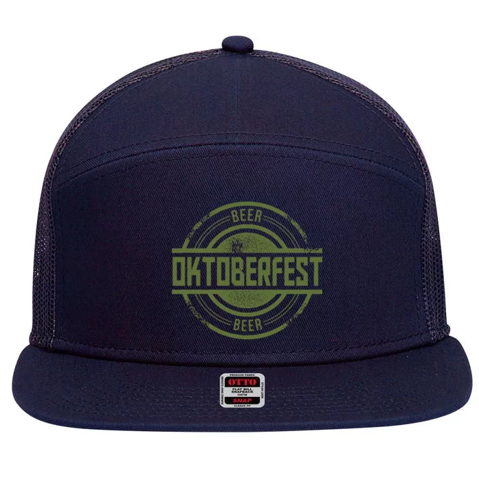 Oktoberfest Vintage Beer Logo 7 Panel Mesh Trucker Snapback Hat