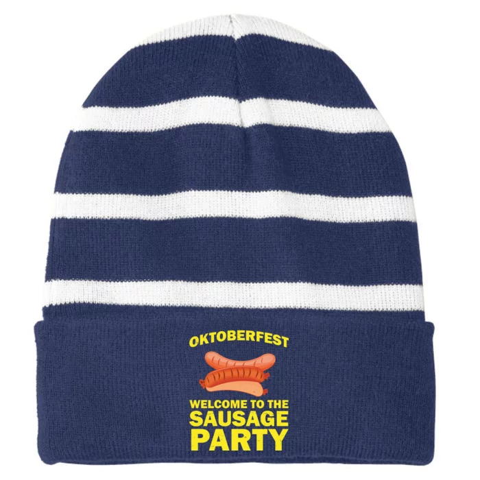 Oktoberfest Welcome To The Sausage Party Striped Beanie with Solid Band