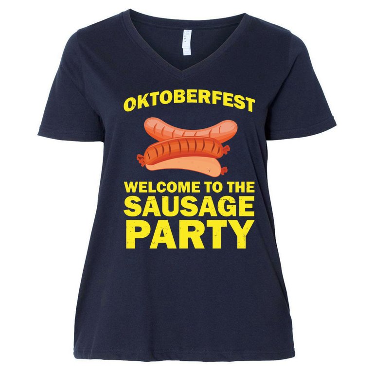 Oktoberfest Welcome To The Sausage Party Women's V-Neck Plus Size T-Shirt
