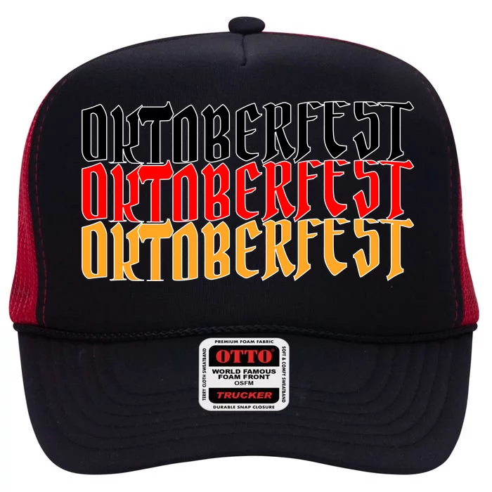 Oktoberfest Word Flag Logo High Crown Mesh Trucker Hat