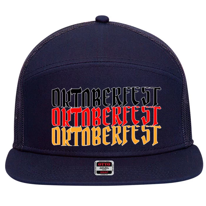 Oktoberfest Word Flag Logo 7 Panel Mesh Trucker Snapback Hat