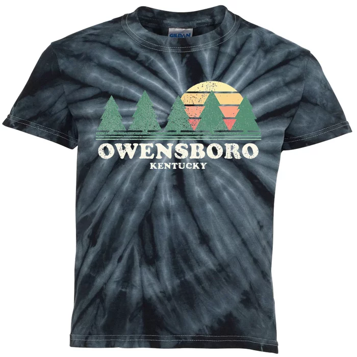 Owensboro Ky Vintage Throwback Retro 70s Design Kids Tie-Dye T-Shirt