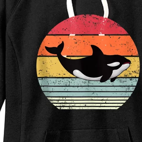 Orca Killer Whale Sea Panda Vintage Retro 80s Style Tank Top Women's Fleece Hoodie