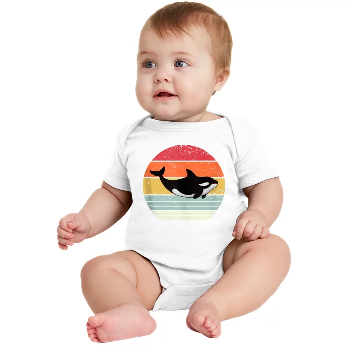 Orca Killer Whale Sea Panda Vintage Retro 80s Style Tank Top Baby Bodysuit