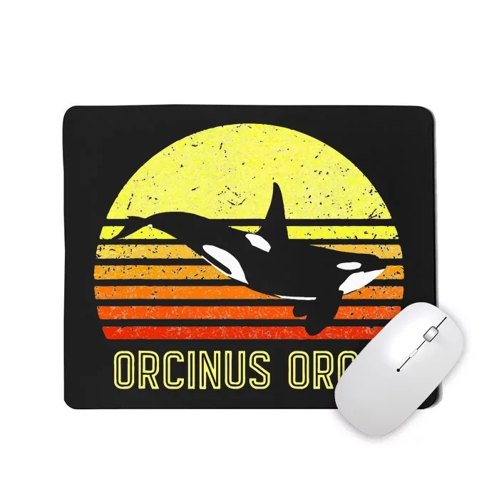 Orca Killer Whale Dolphin Marine Science Biologist Retro Sun Mousepad