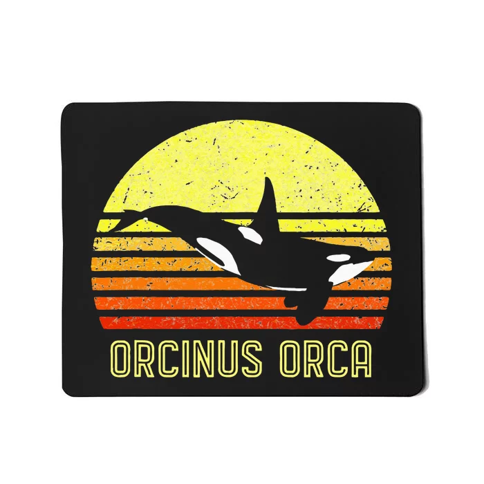 Orca Killer Whale Dolphin Marine Science Biologist Retro Sun Mousepad