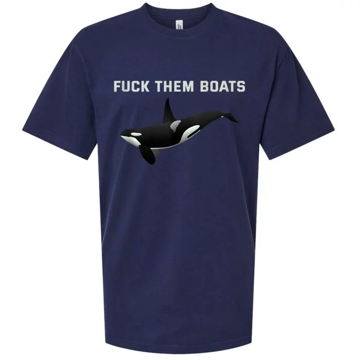 Orca Killer Whale Fuck Them Boats Funny Boat Whale Gift Sueded Cloud Jersey T-Shirt