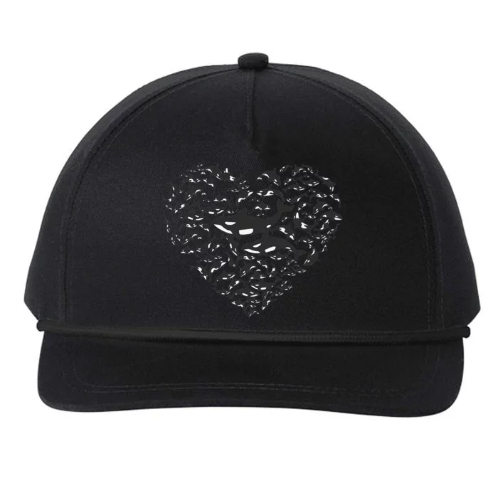 Orcas Killer Whale Love Symbol Heart Snapback Five-Panel Rope Hat