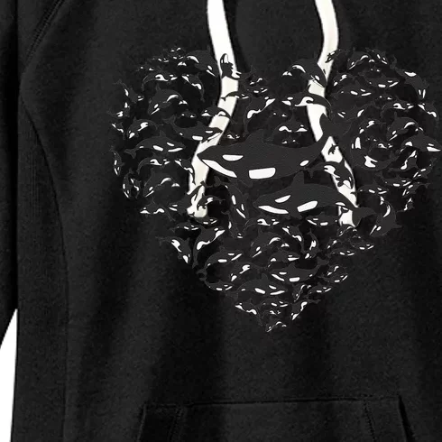 Orcas Killer Whale Love Symbol Heart Women's Fleece Hoodie