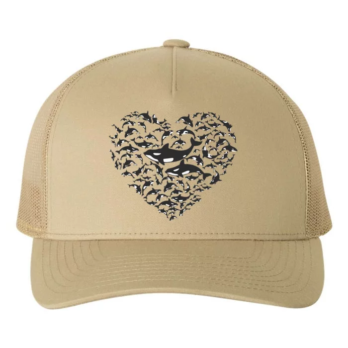 Orcas Killer Whale Love Symbol Heart Yupoong Adult 5-Panel Trucker Hat