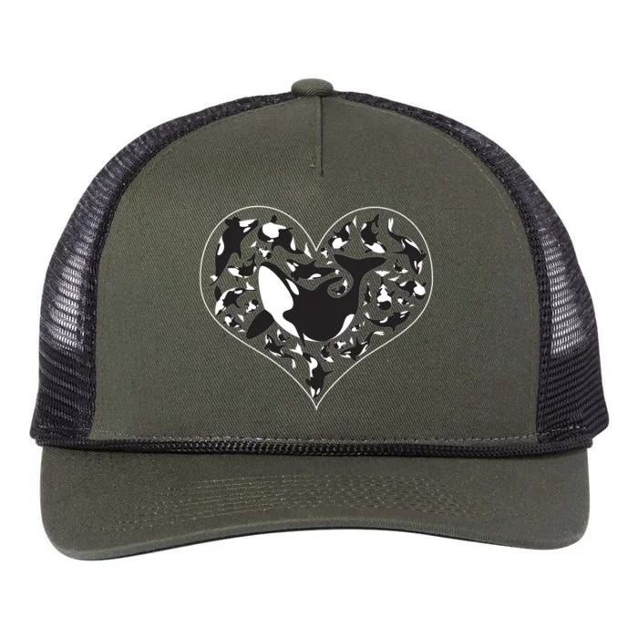 Orca Killer Whale Love Retro Rope Trucker Hat Cap