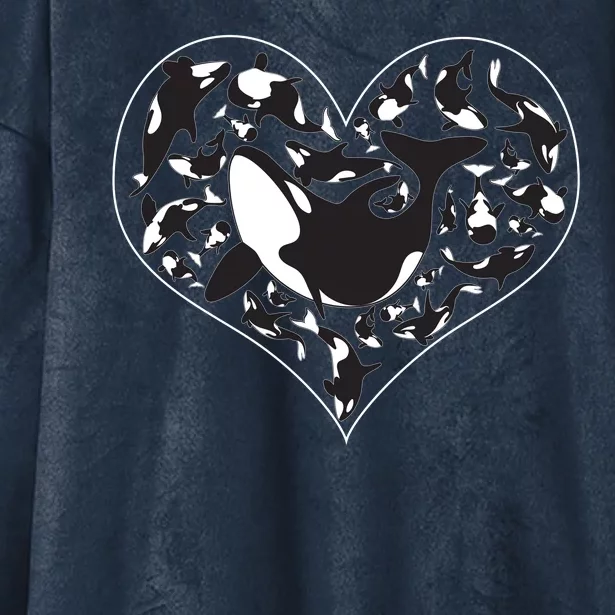 Orca Killer Whale Love Hooded Wearable Blanket