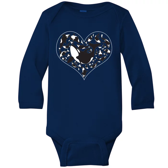 Orca Killer Whale Love Baby Long Sleeve Bodysuit